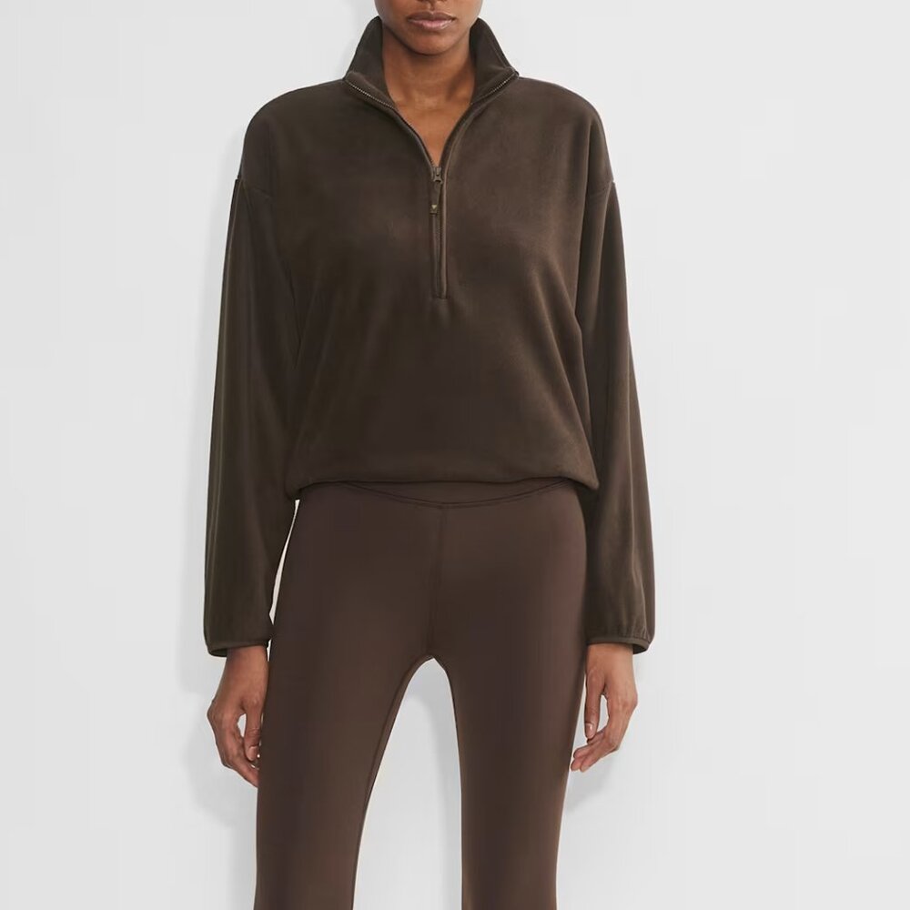 Aritzia Polartec 200 1/4 Zip Sweater - Rich Mocha Brown - XS